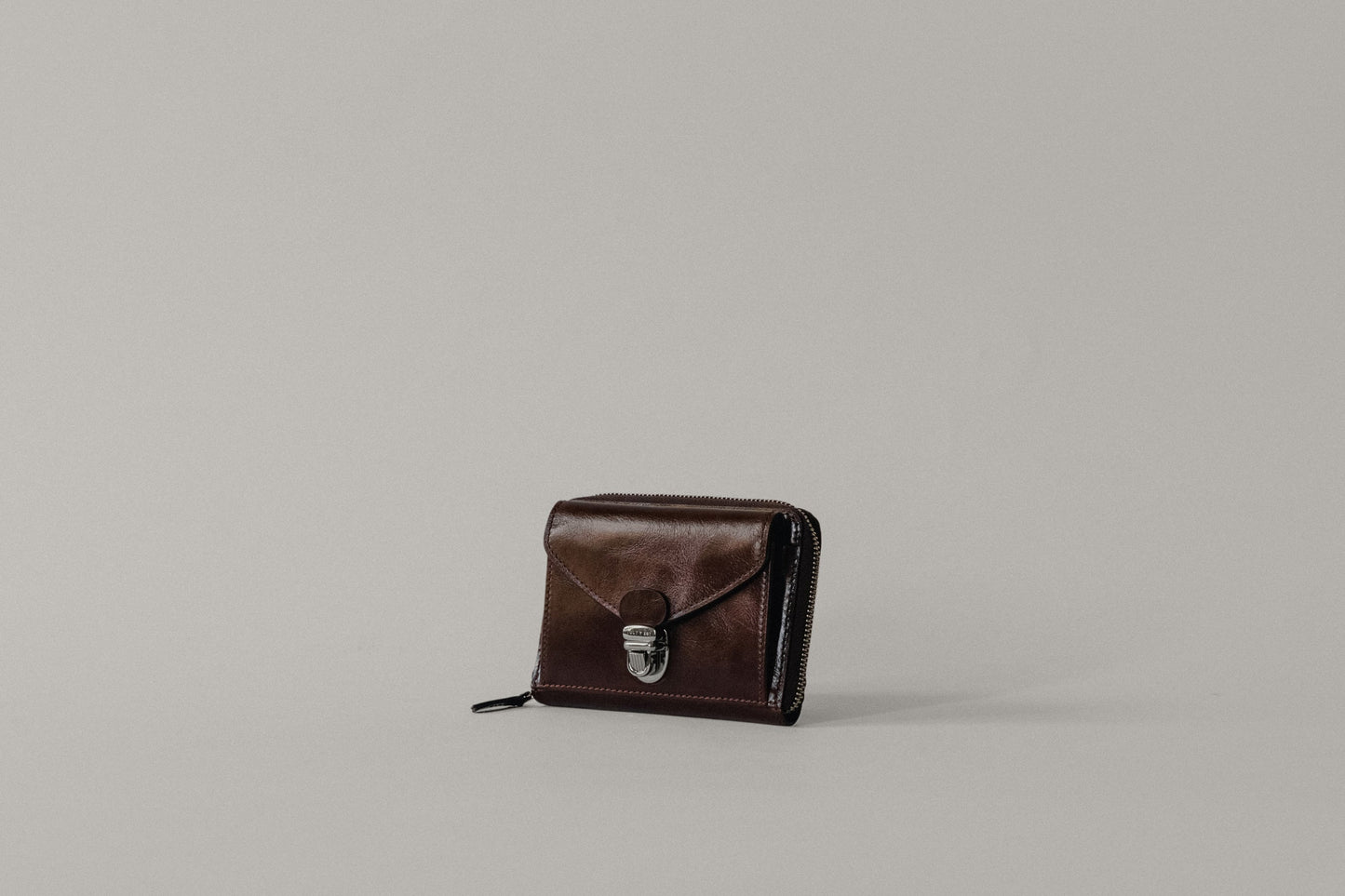 PORTE CARTES LOQUET ZIPPÉ BROWN