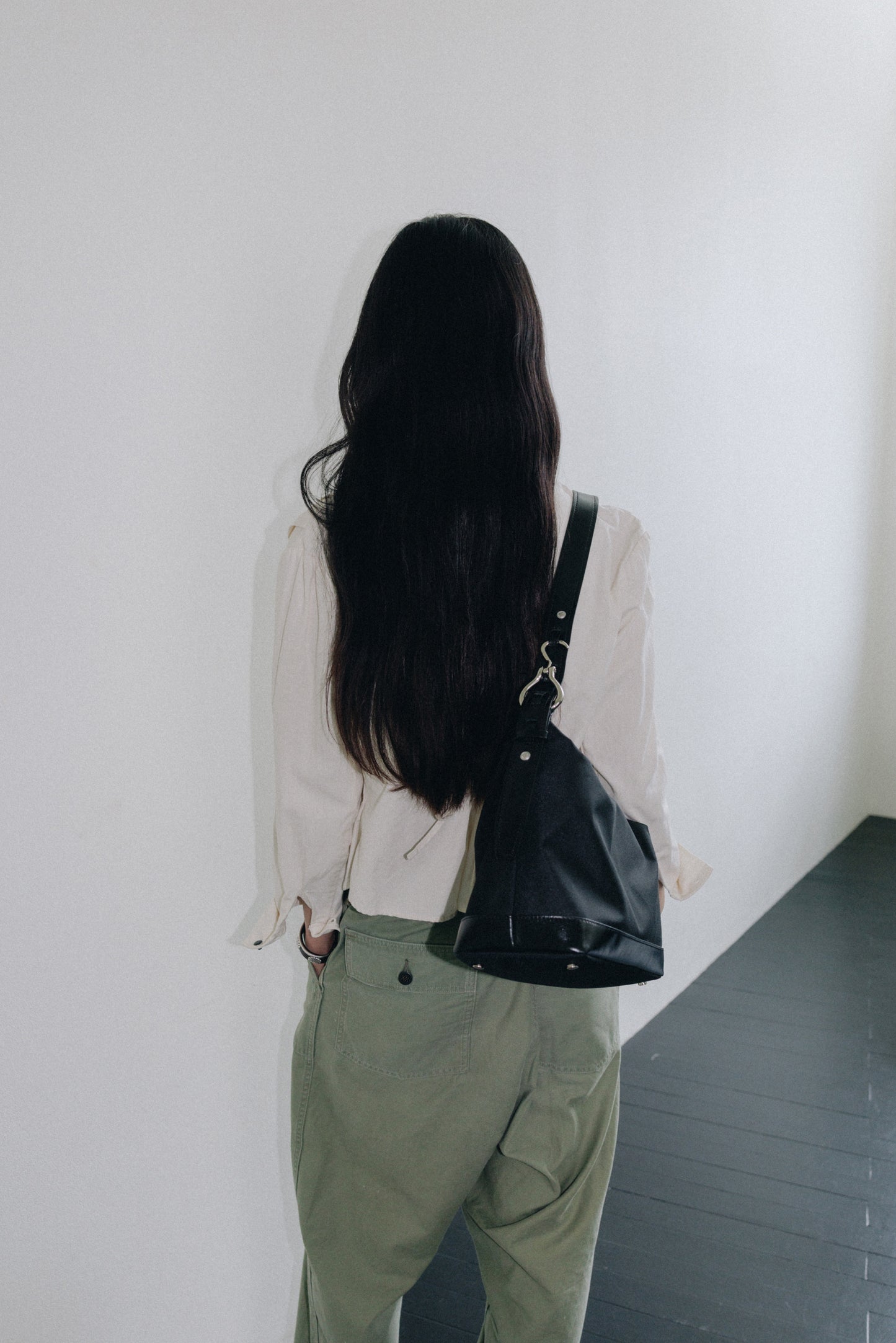 SAC TRESSÉ ÉPAULE TOILE BLACK