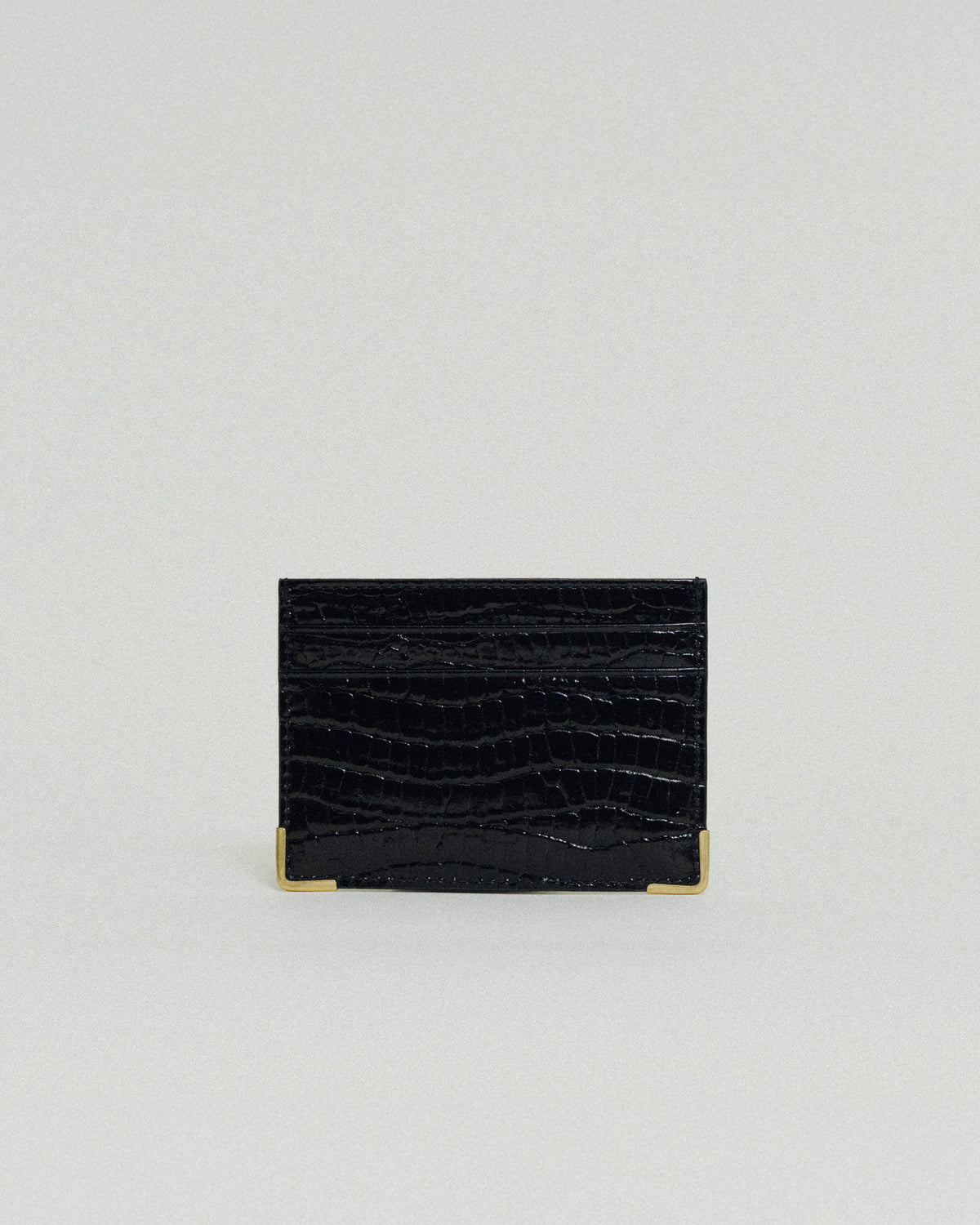PORTE CARTES ANGLES CROCO BLACK