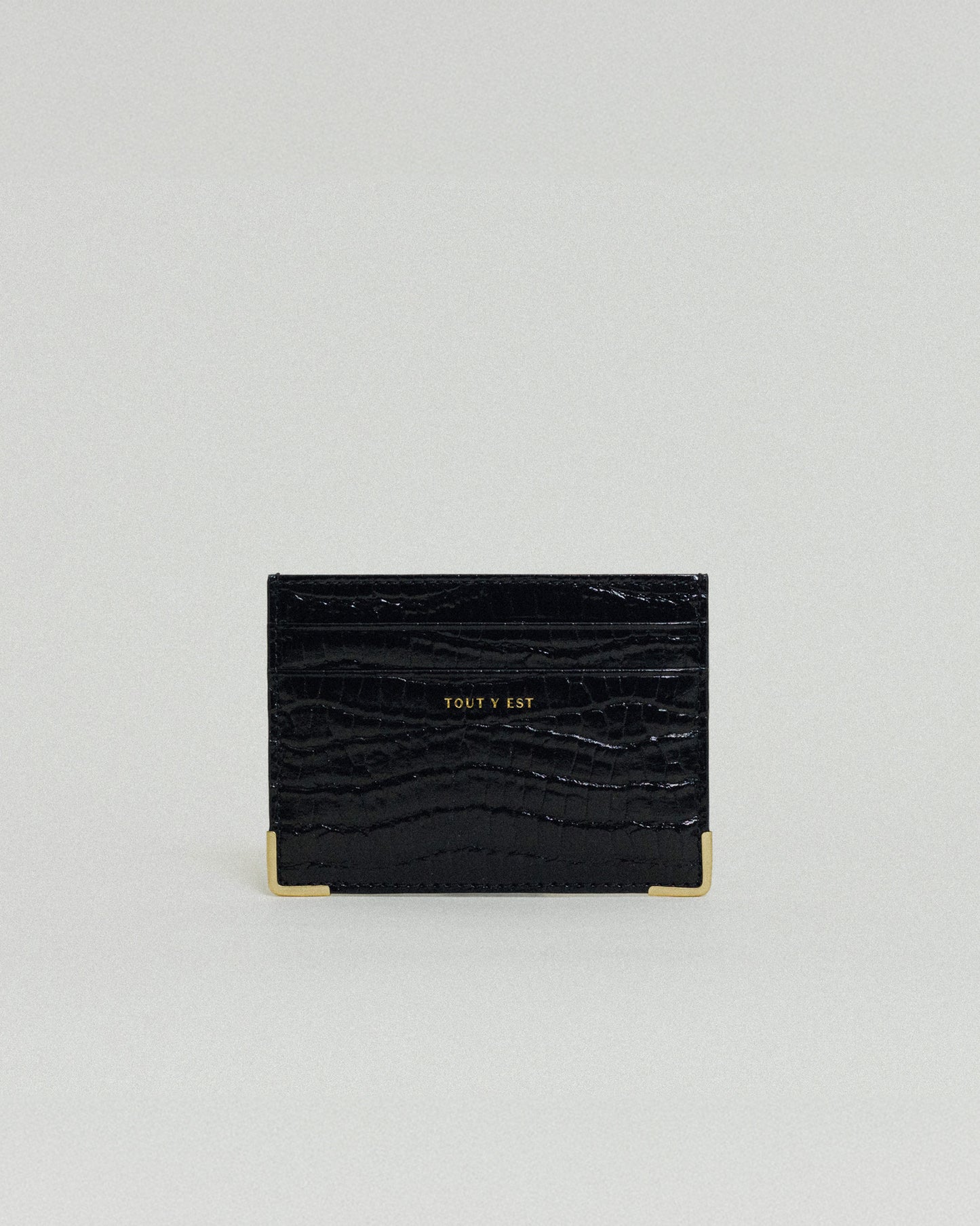 PORTE CARTES ANGLES CROCO BLACK
