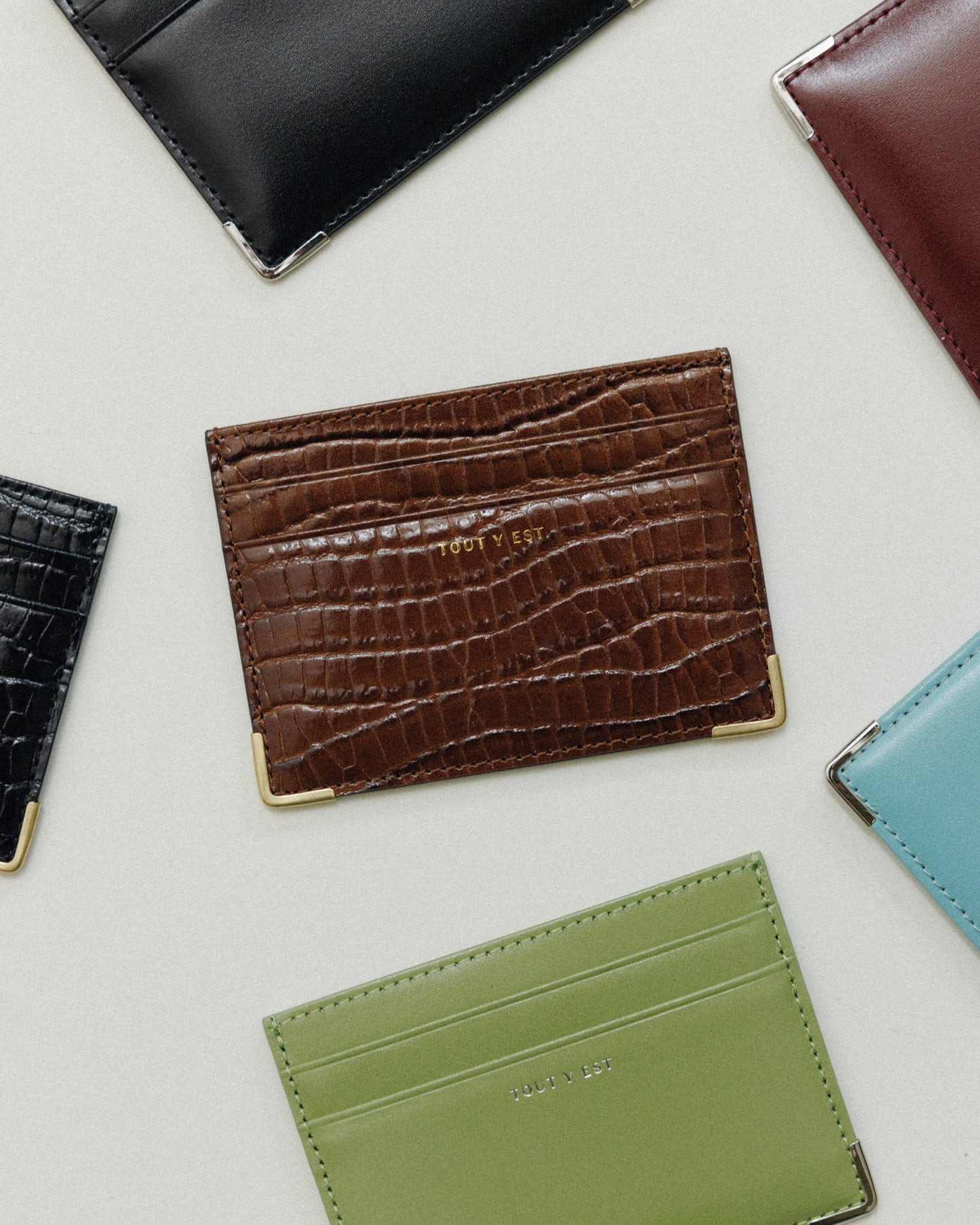 PORTE CARTES ANGLES CROCO BROWN