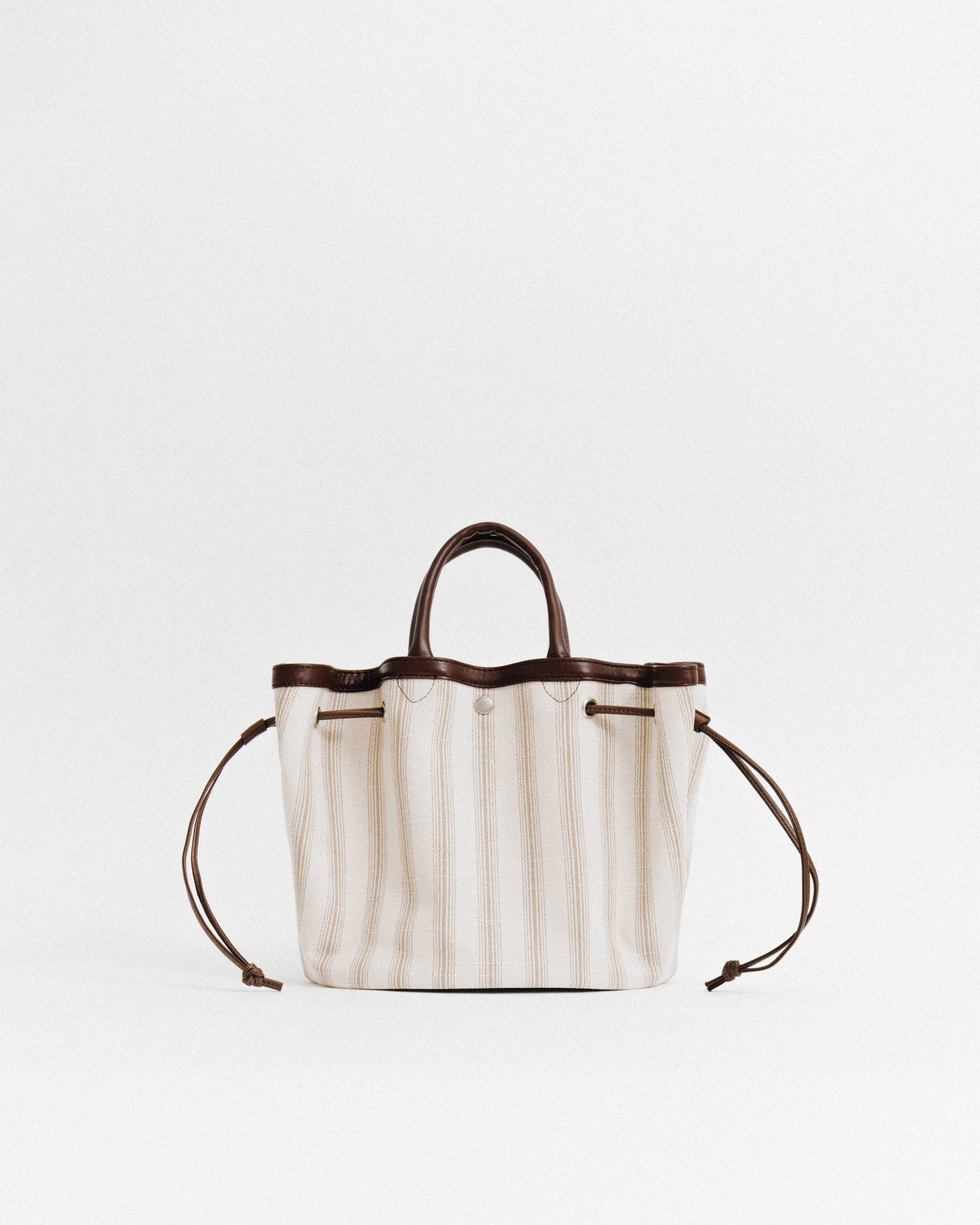 SAC COQUILLE SMALL BEIGE STRIPE