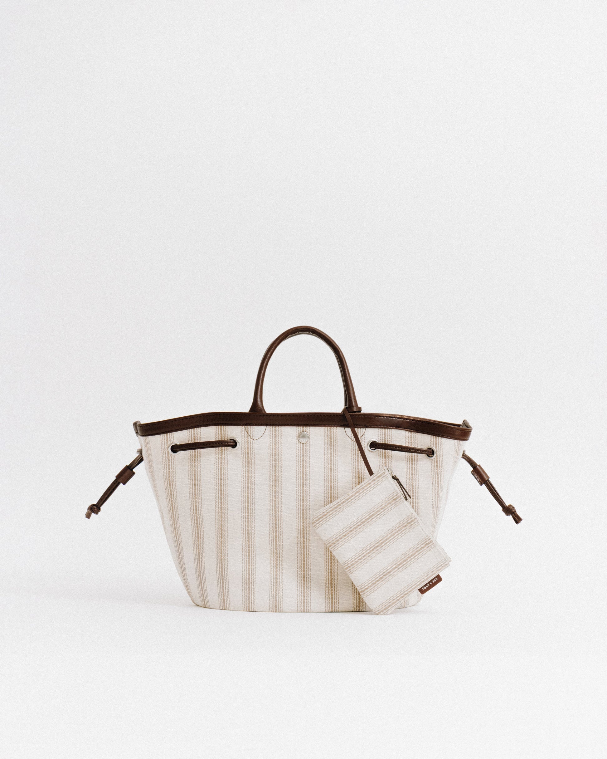 SAC COQUILLE SMALL BEIGE STRIPE