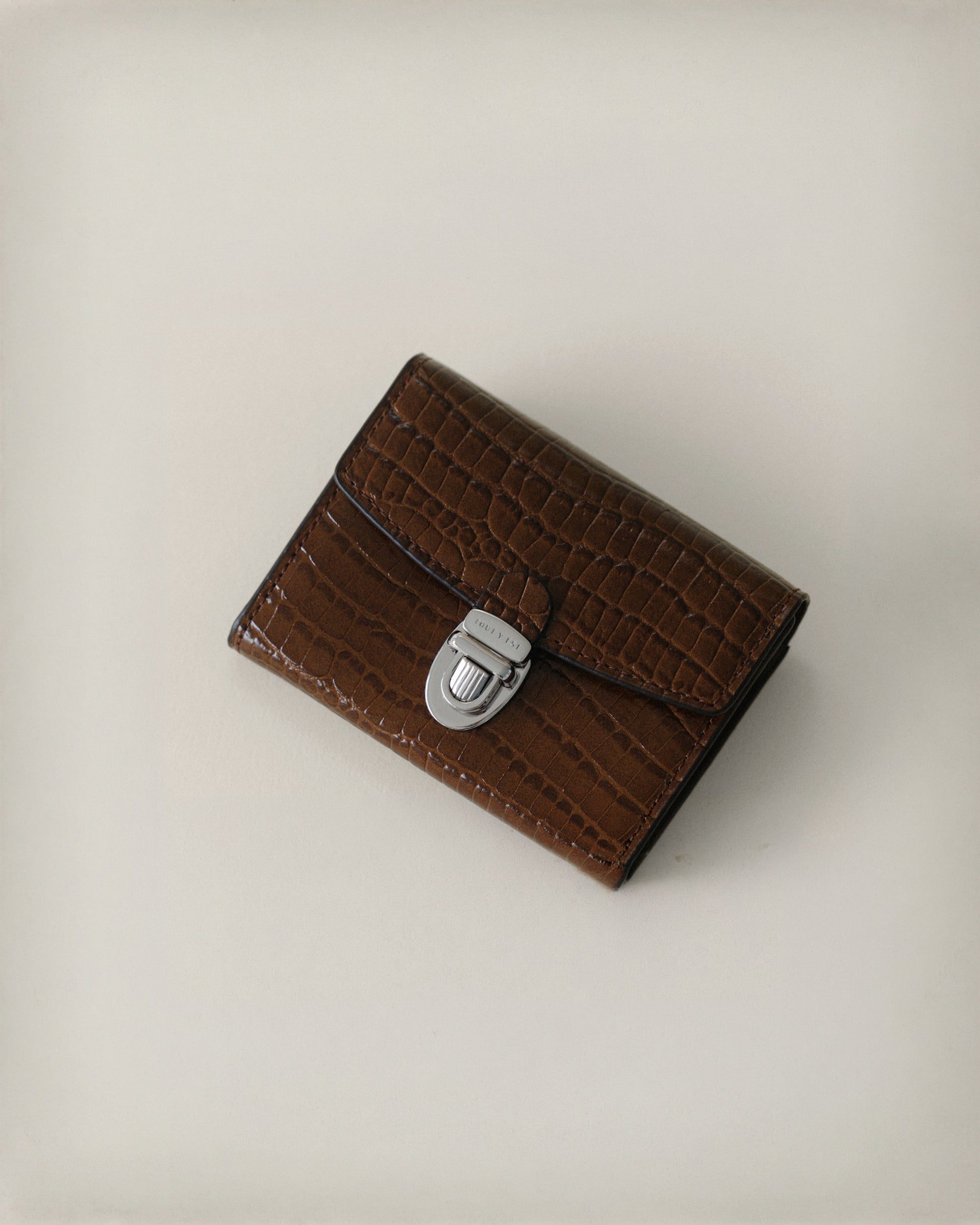 PORTE CARTES LOQUET CROCO BROWN