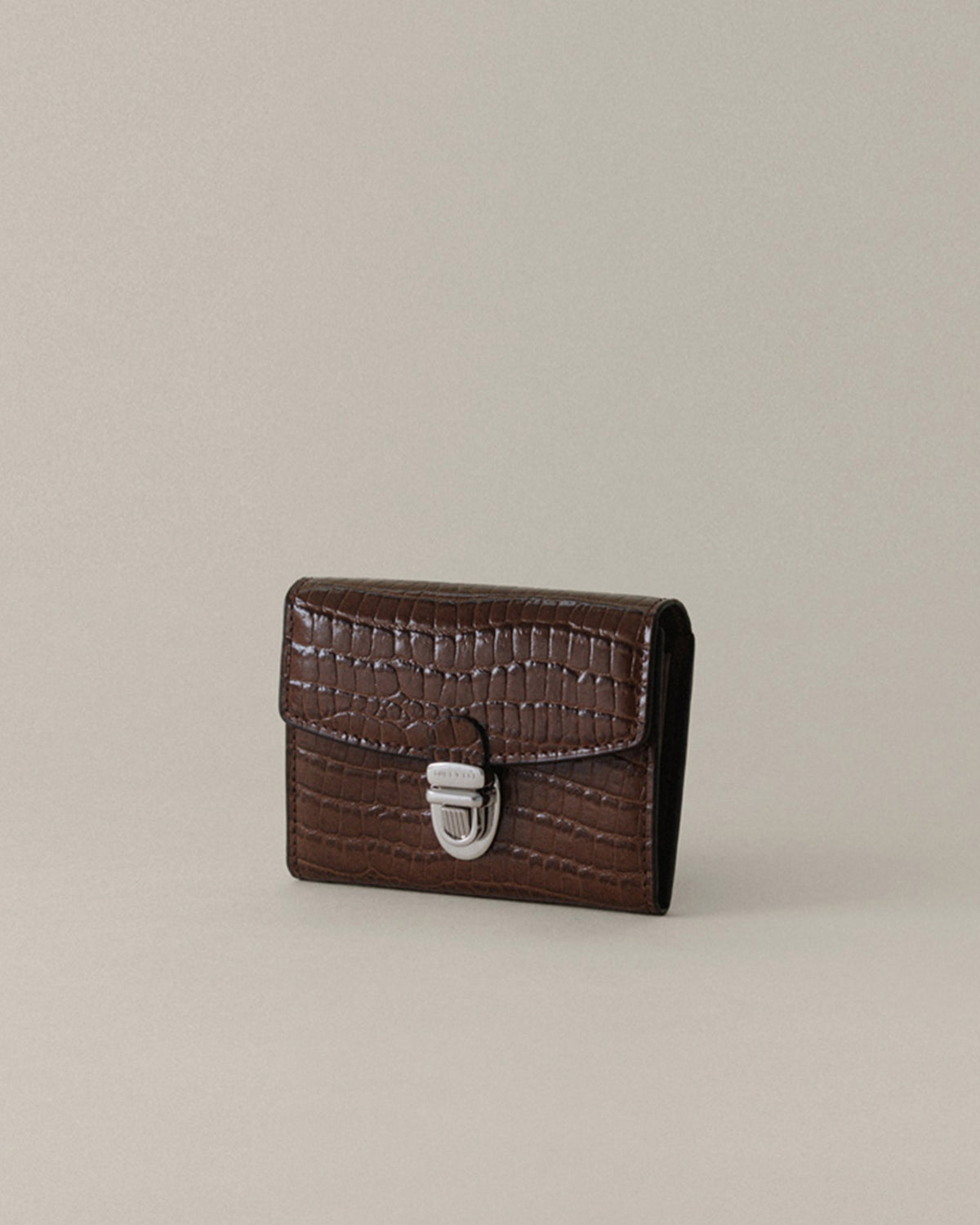 PORTE CARTES LOQUET CROCO BROWN