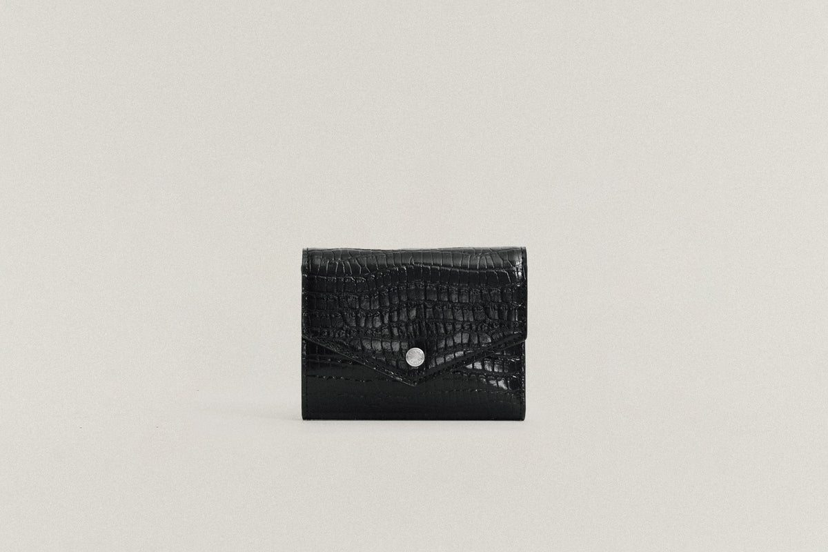 PORTEFEUILLE SNAP CROCO BLACK